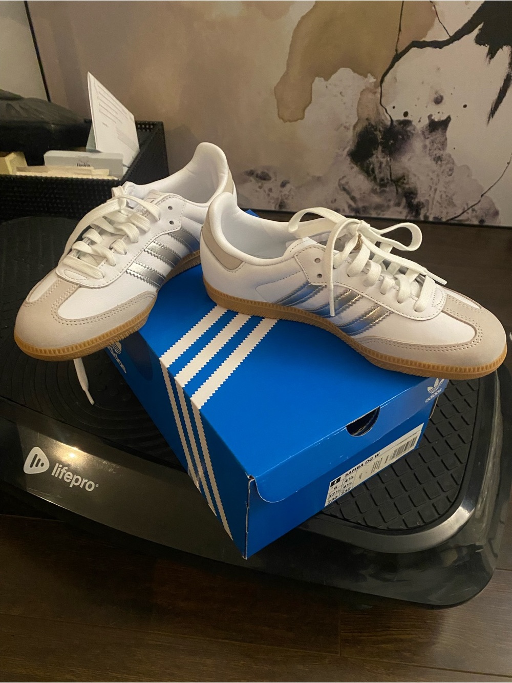 Adidas White & Gum Samba-Inspired Leather Sneakers